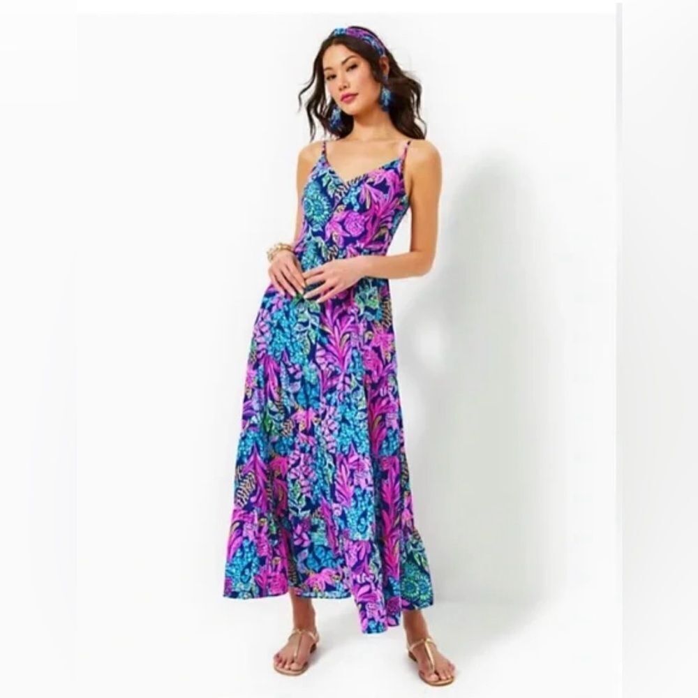 Lilly Pulitzer Joellane Maxi Dress - AEGEAN NAVY - CALYPSO COAST